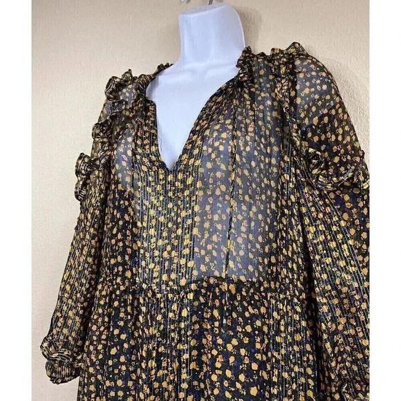 Ulla Johnson Fantine Midi Ruffle Dress Silk Blend Womens Size 0 Floral - Picture 5 of 14
